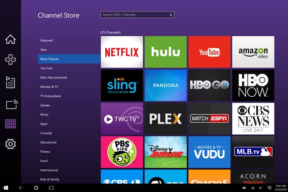 Roku on a Windows 10 platform.
