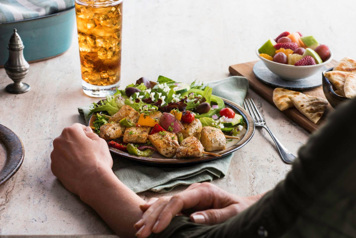 Chicken kabobs from Zoe's Kitchen.