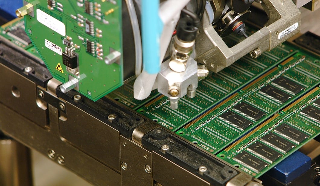 Memory chips being manufactured.