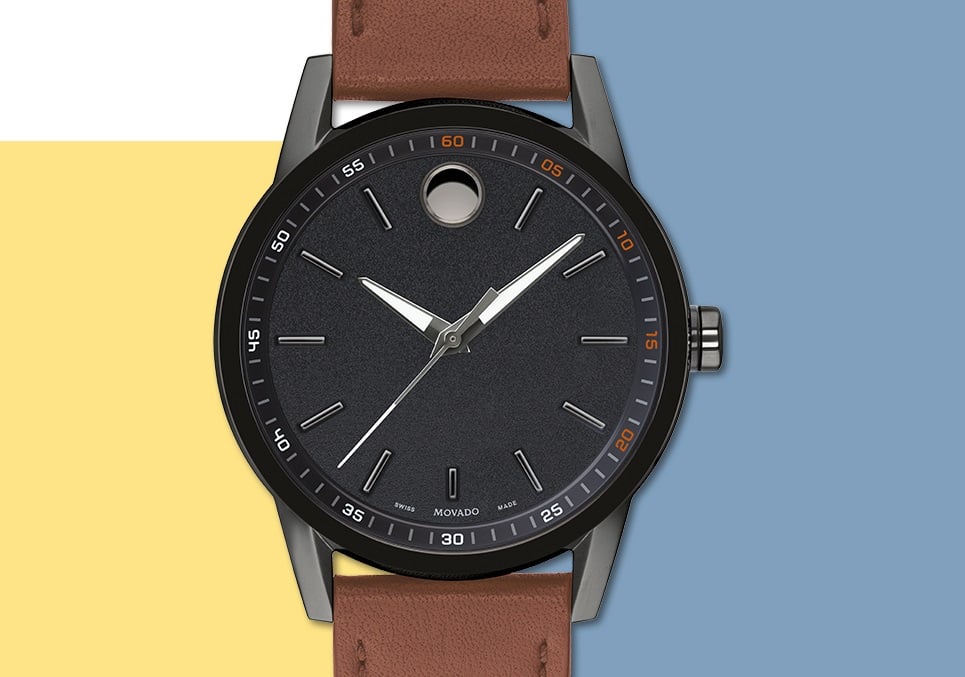 Movado Museum Sport watch with brown leather band