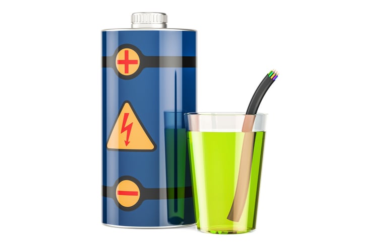 Energy drink illustration with can in the shape and style of a battery.