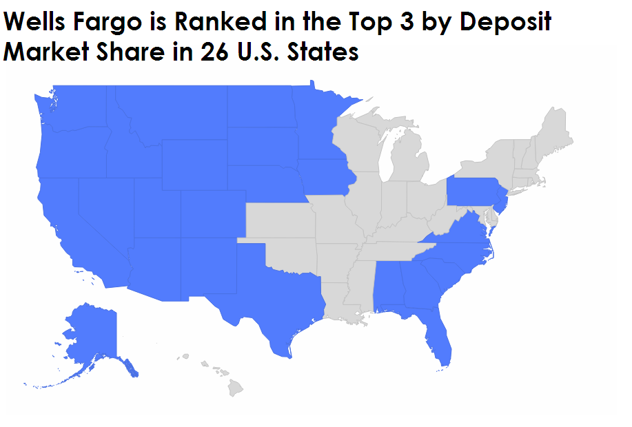 Map of Wells Fargo's deposit market share