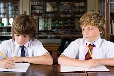 Boy cheating on a test