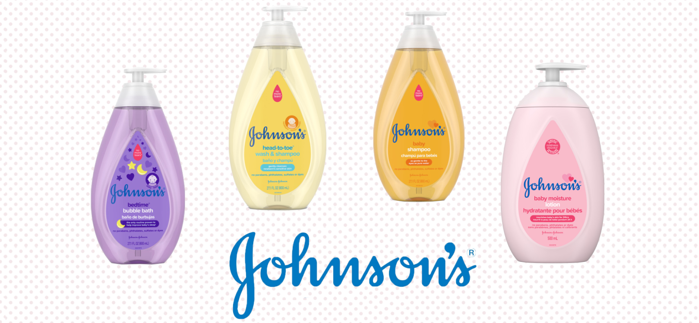 Four bottles of Johnson's baby care products. 