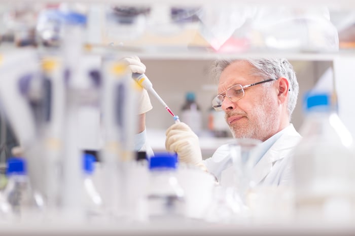 Scientist in lab working