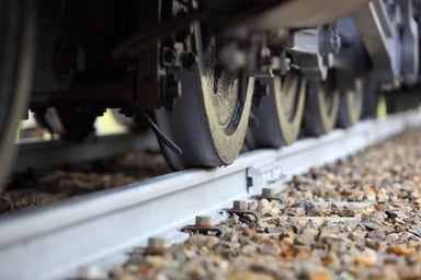 Close Up of Railway Train Wheels