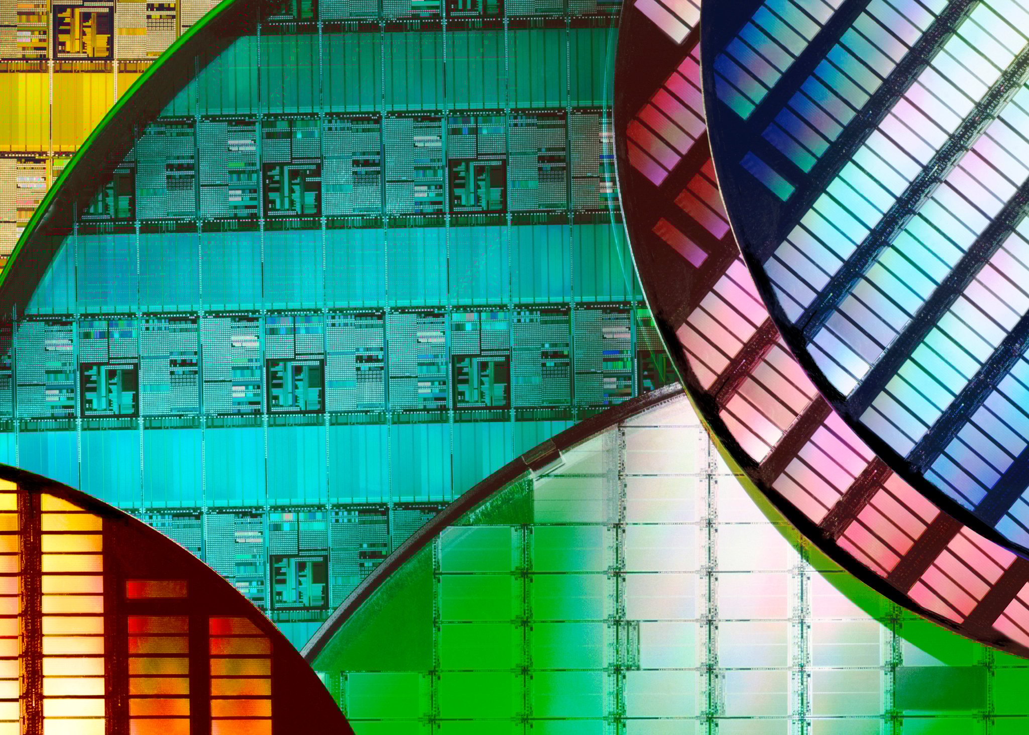 Silicon wafers and microcircuits.