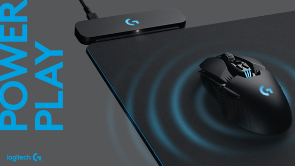 Logitech wireless mouse on top of a mouse pad.