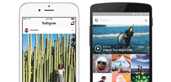 Instagram interface on two smartphones side-by-side