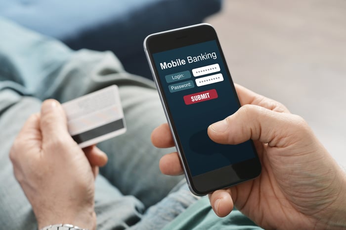 Mobile Banking displayed on smartphone