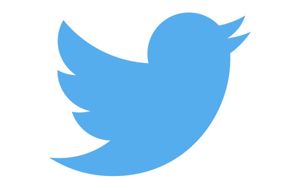Blue bird as Twitter logo on white background.
