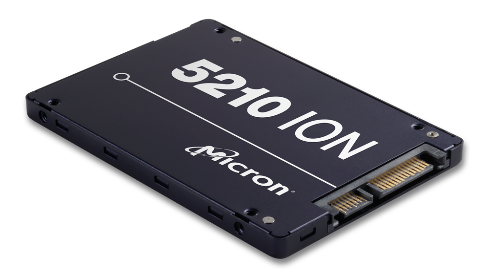 A Micron QLC SSD against a white background.