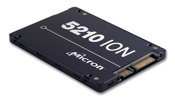 A Micron QLC SSD against a white background.