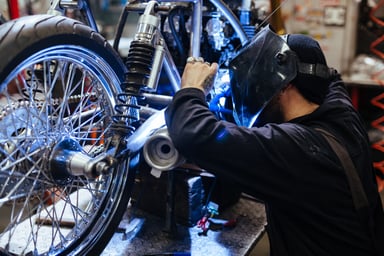 Motorcycle manufacture assembly repair getty
