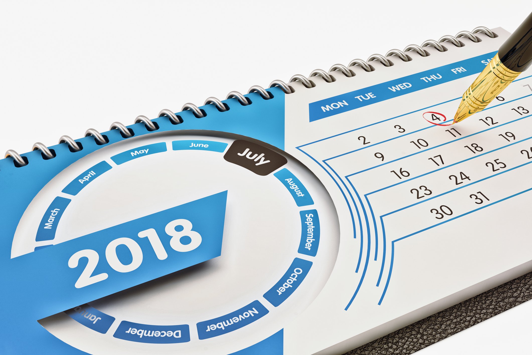 July 2018 desk calendar