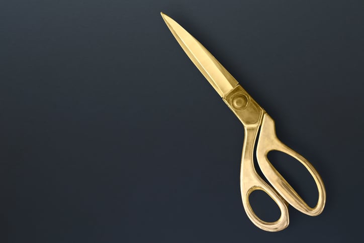 A pair of golden scissors.