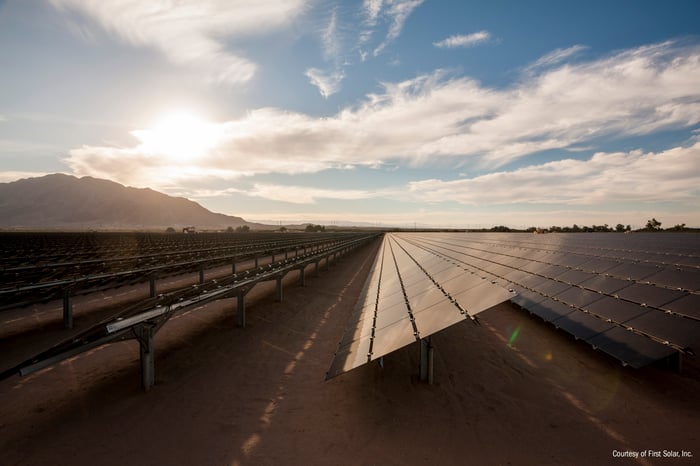 A large solar installation built with First Solar panels. 