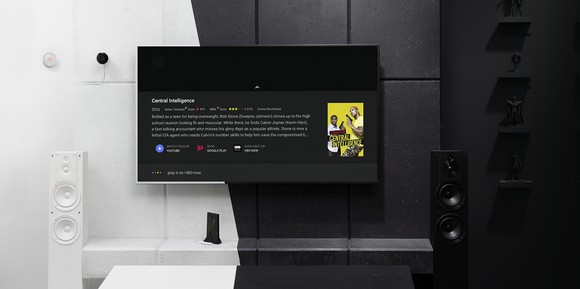 A Shield TV set-top box connected to a TV.