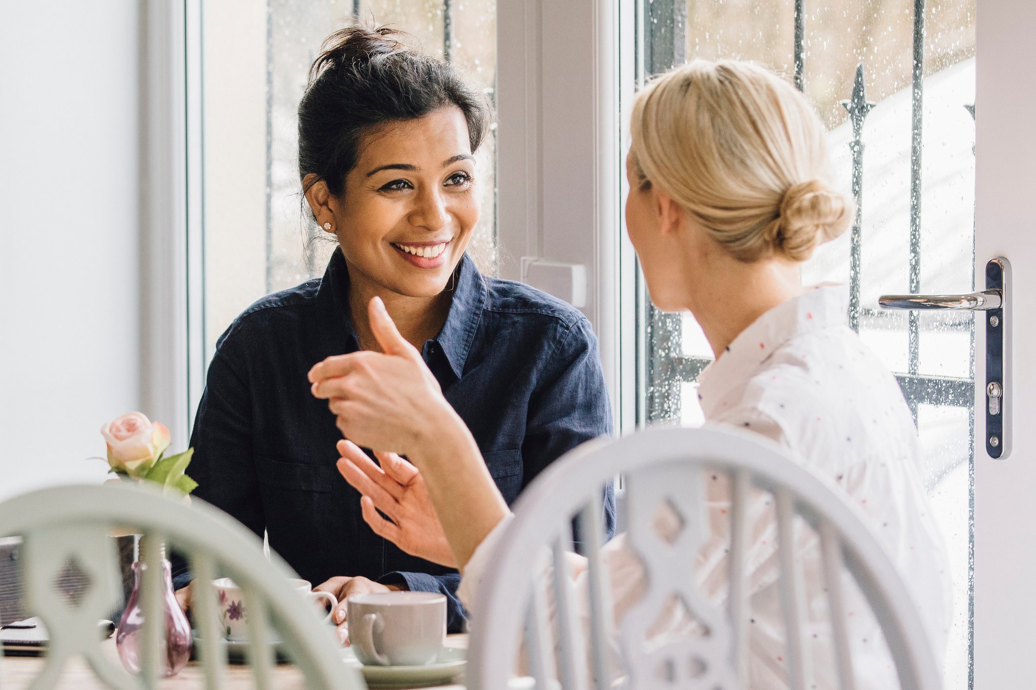 Two females talking