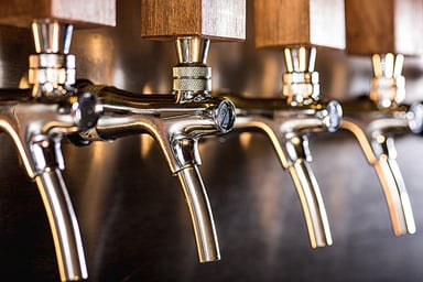 Row of Beer Taps in a Pub
