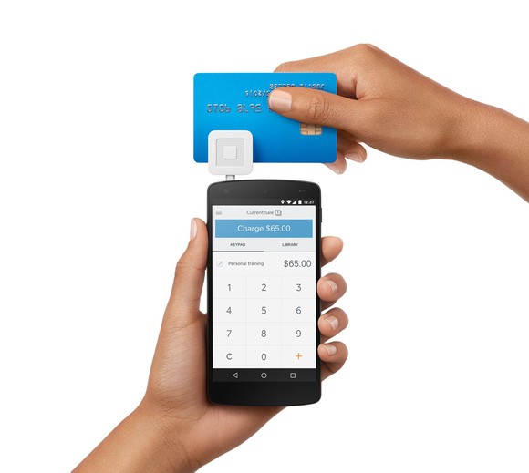 A photo of Square's point-of-sale terminal