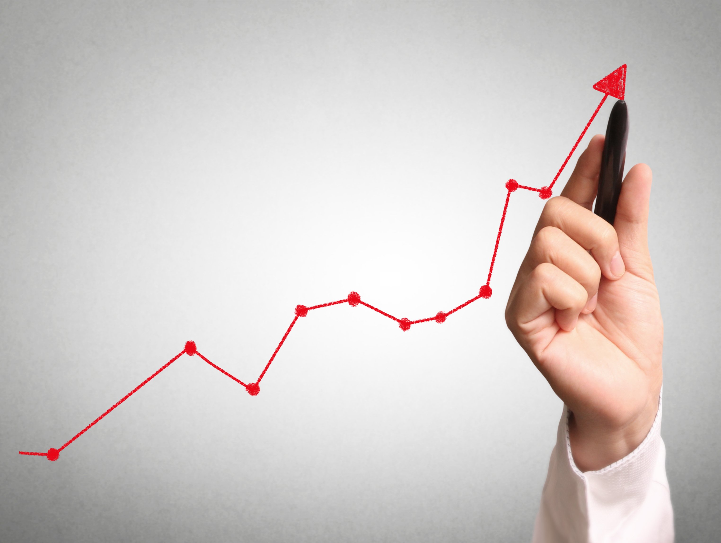 Hand drawing line chart going up