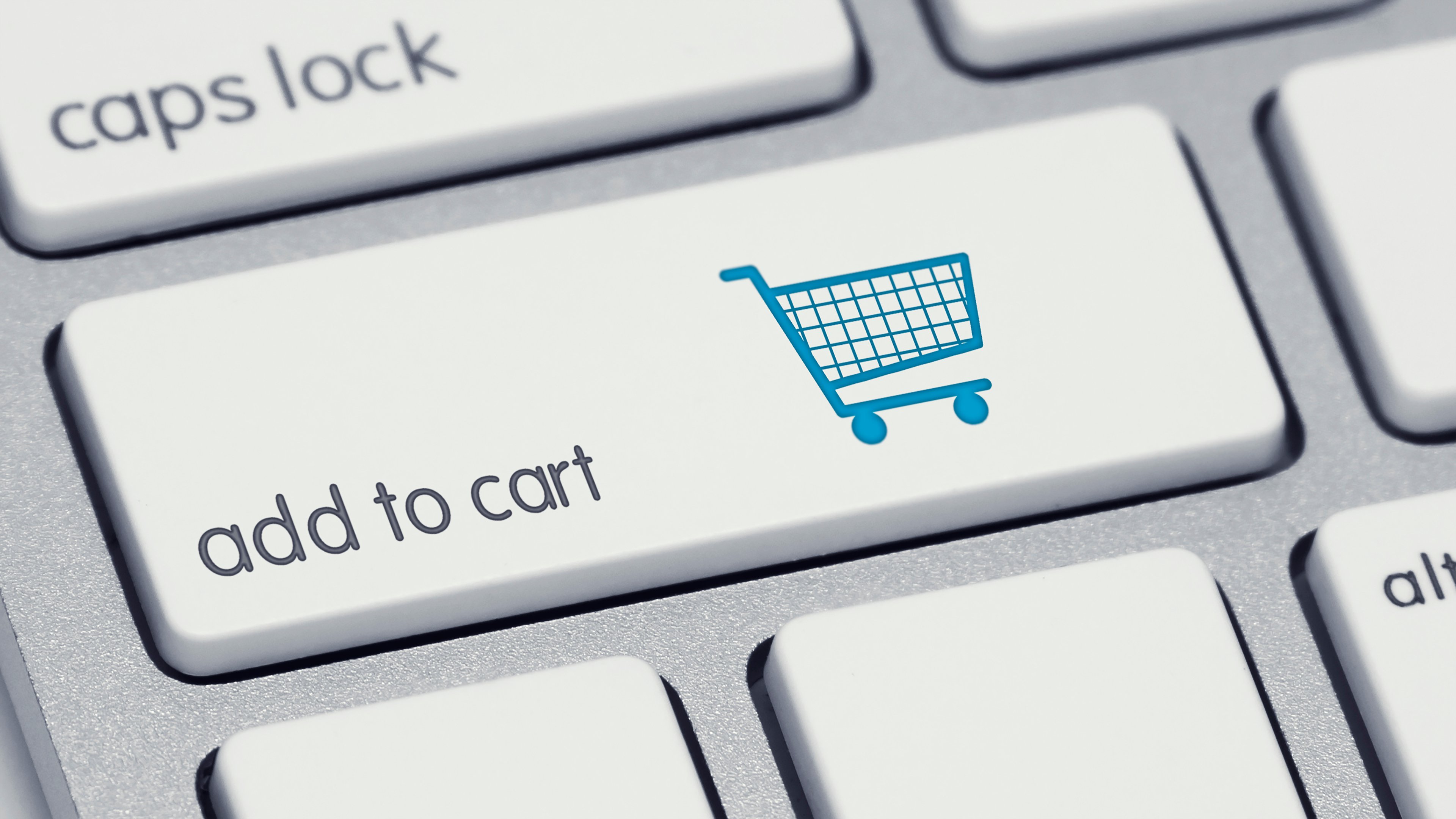A keyboard button labeled "add to cart."