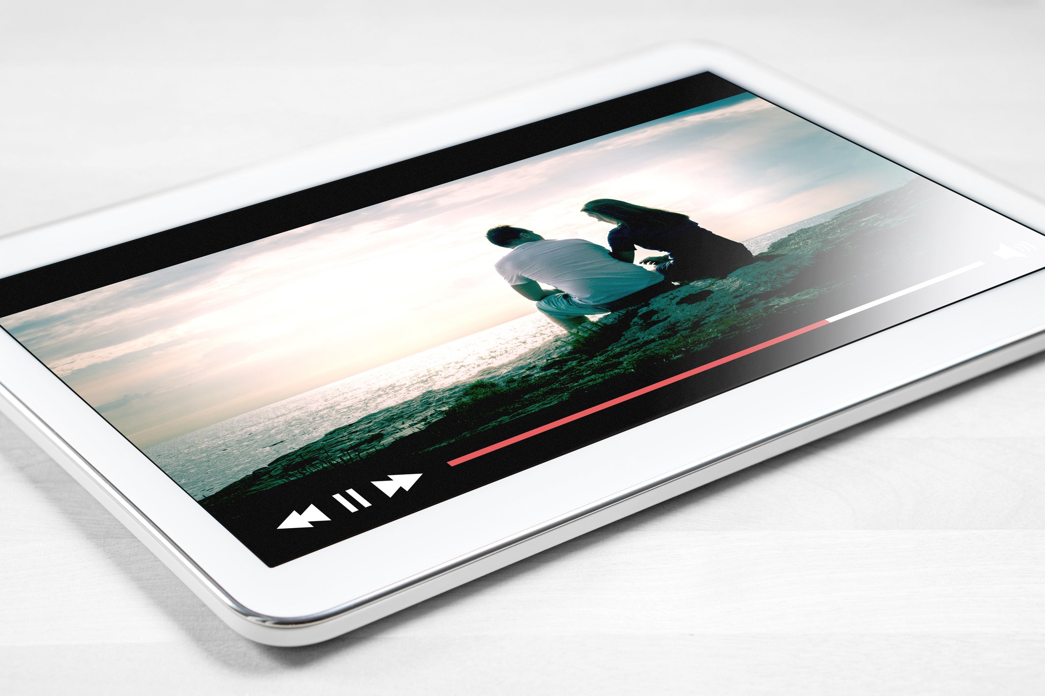 A TV show streaming on a tablet