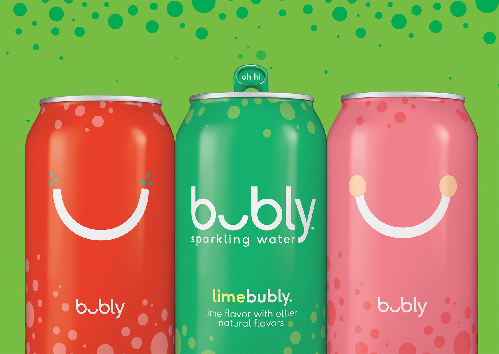 Three cans of Pepsi's new "bubbly" sparkling water beverage.