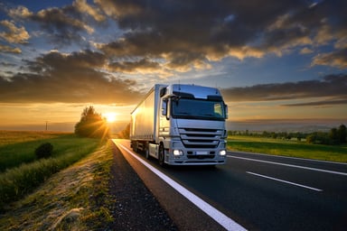 Truck on the Highway at Sunset