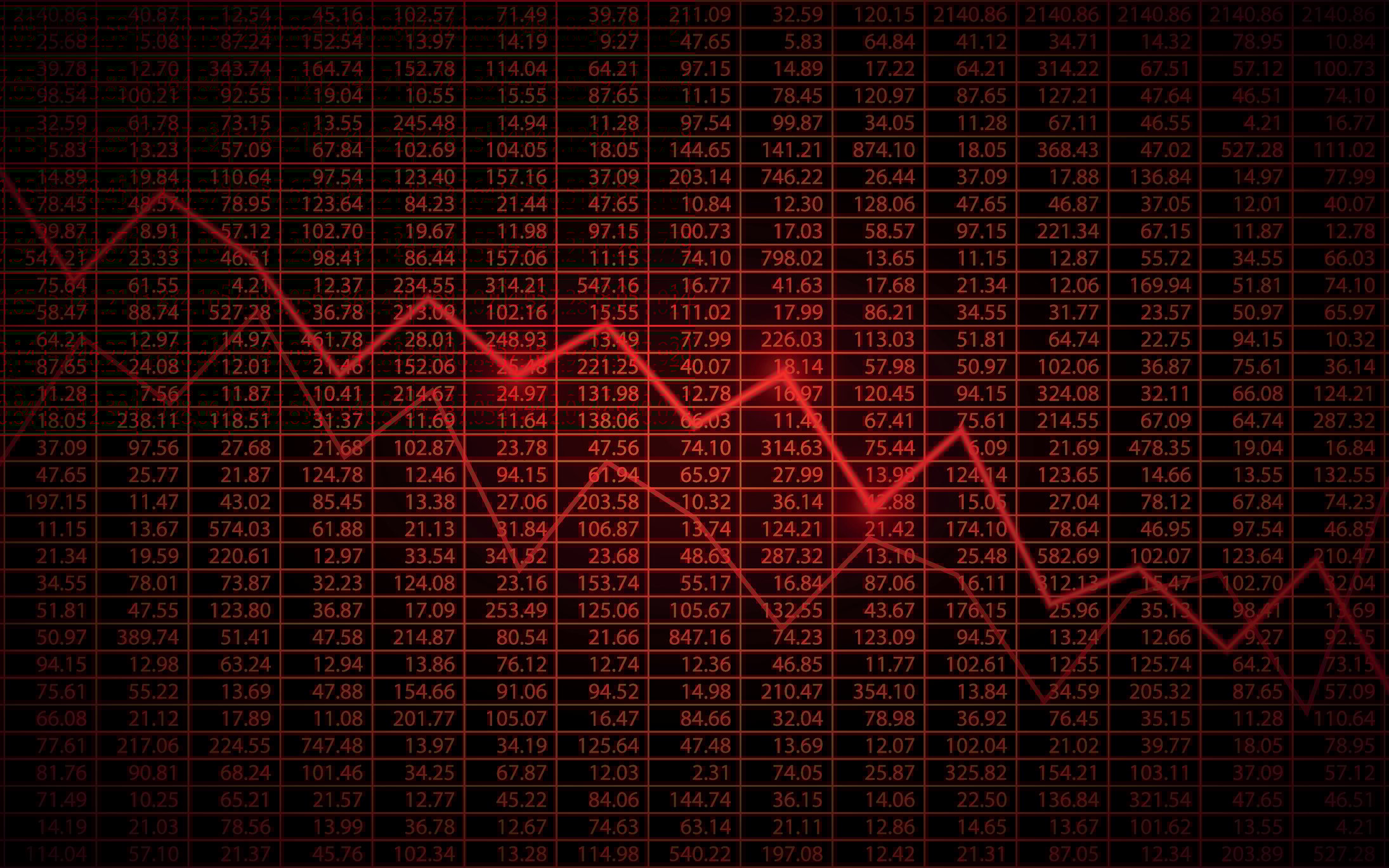 A red stock chart with the line moving down.