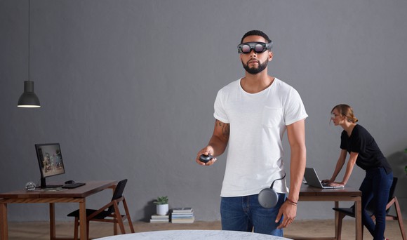 A man using Magic Leap One.