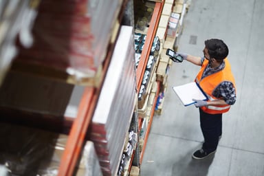 Warehouse Worker Managing Inventory