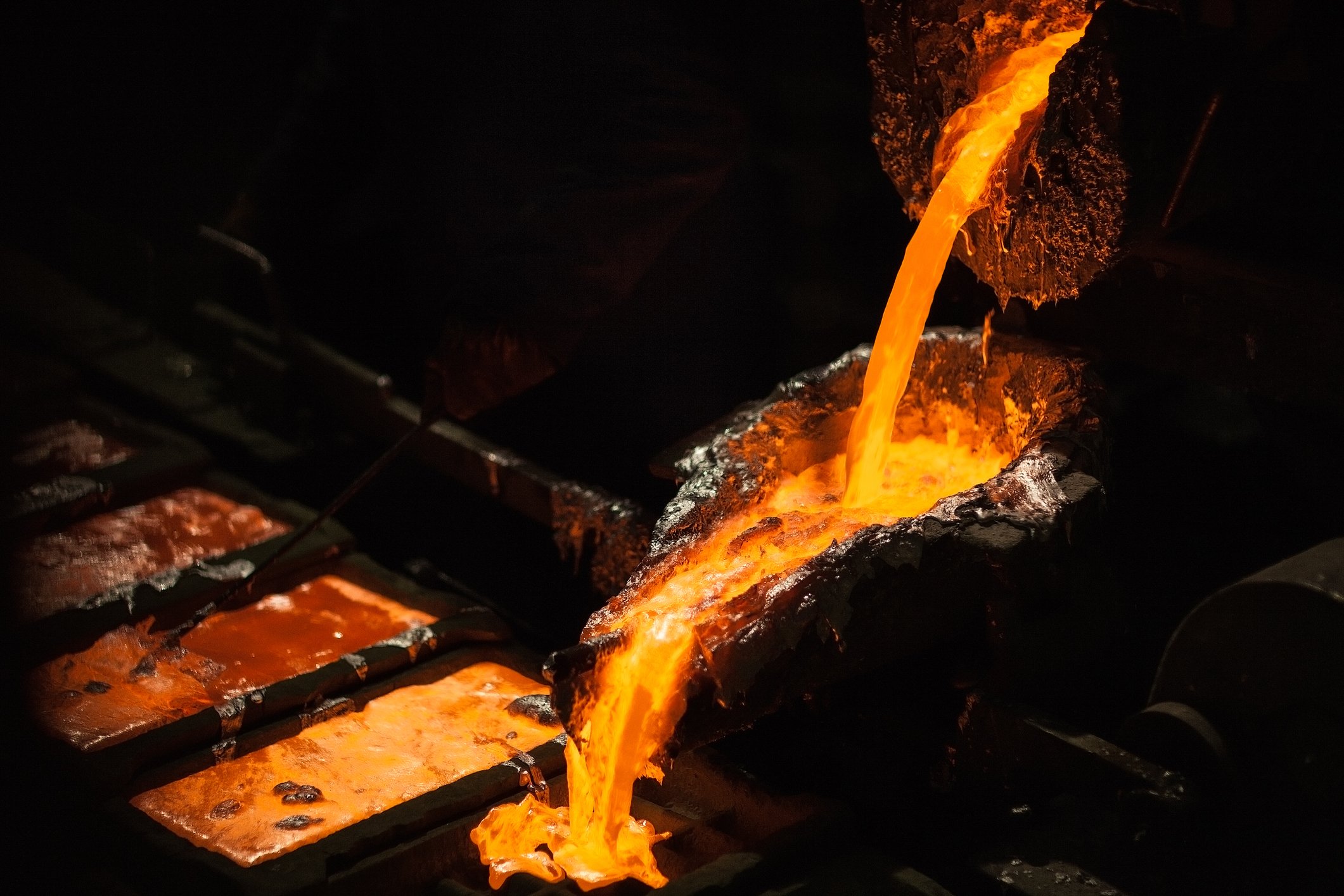 Molten metal being poured out