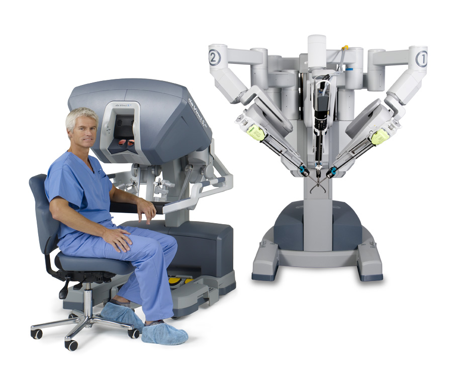 Physician at console of Intuitive Surgical's da Vinci robotic surgical system