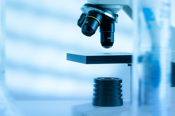 SCience microscope looking at sample