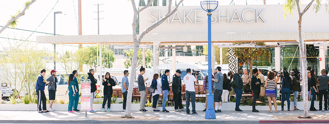 A line outside a Shake Shack in West Hollywood