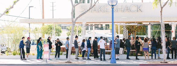 A line outside a Shake Shack in West Hollywood