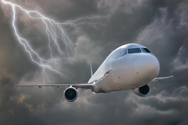 Airplane in thunderstorm