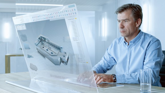 An engineer working on a 3D design