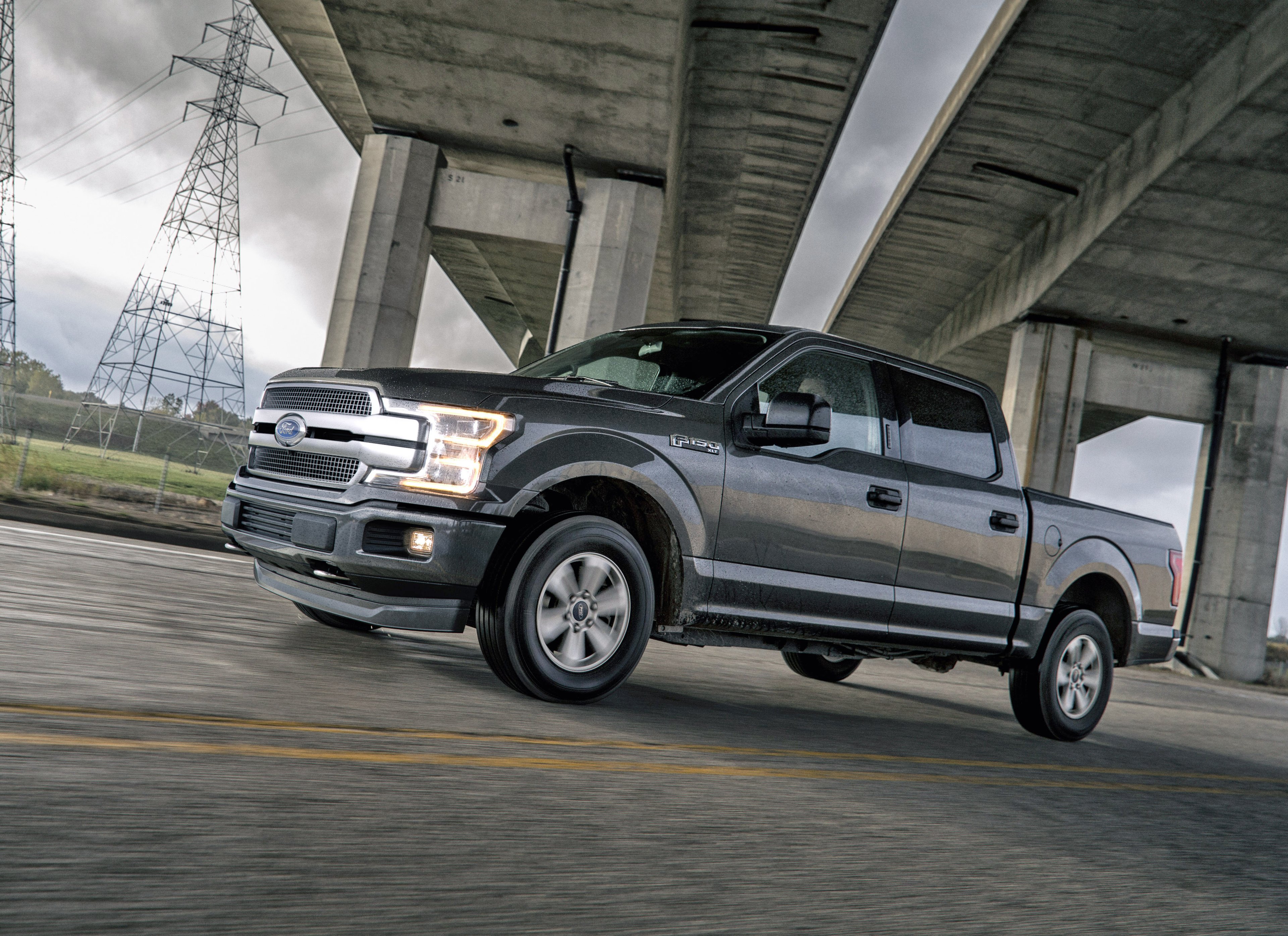 Ford's 2018 F-150 parked under a bridge