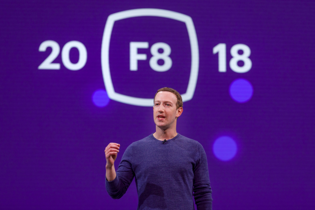 Facebook CEO Mark Zuckerberg speaks onstage at the F8 2018 conference.