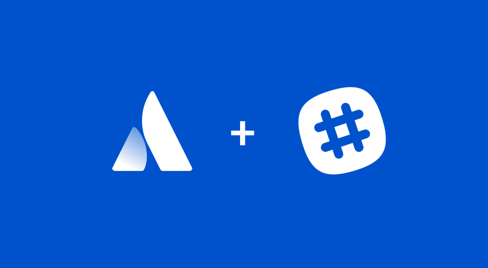 The Atlassian and Slack logos with a plus sign between them