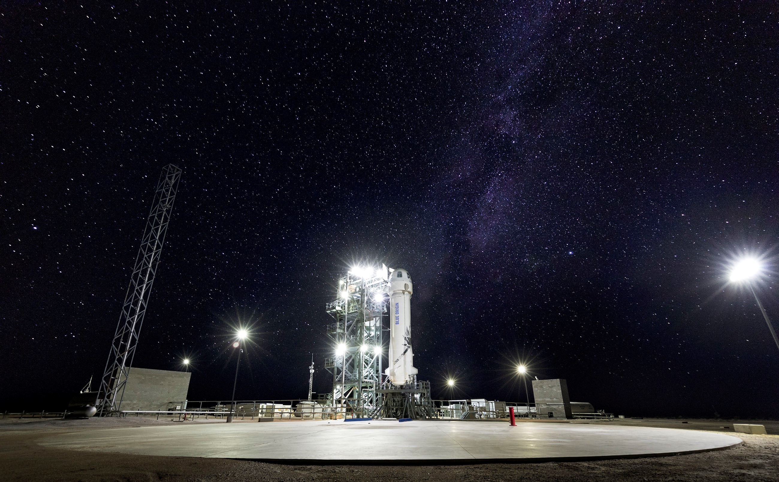 Blue Origin rocket on launch pad