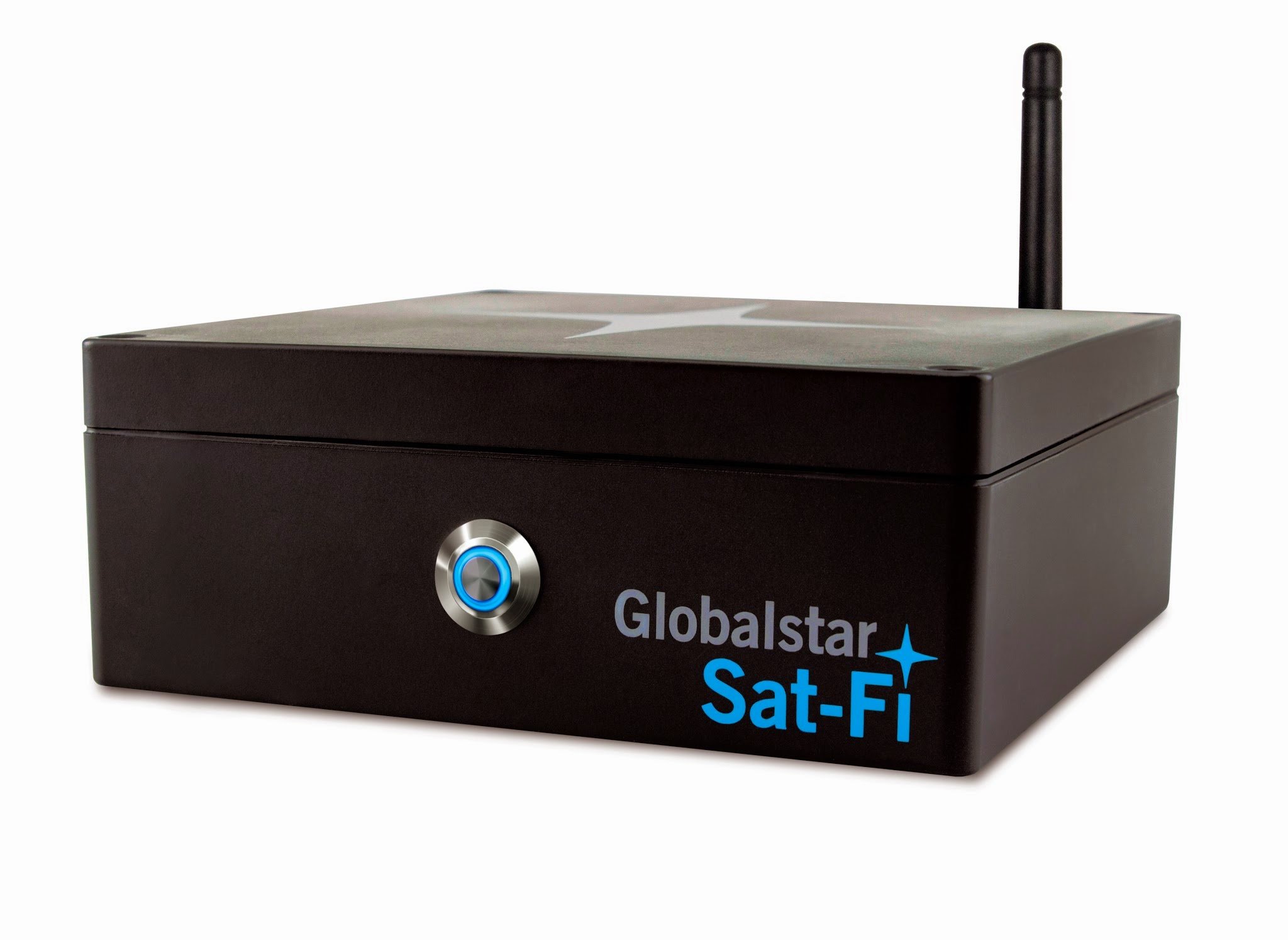 Globalstar's Sat-Fi wireless hotspot against a white background.