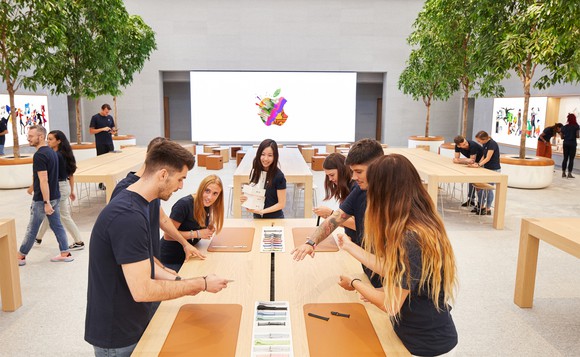 An Apple retail location in Milan, Italy.