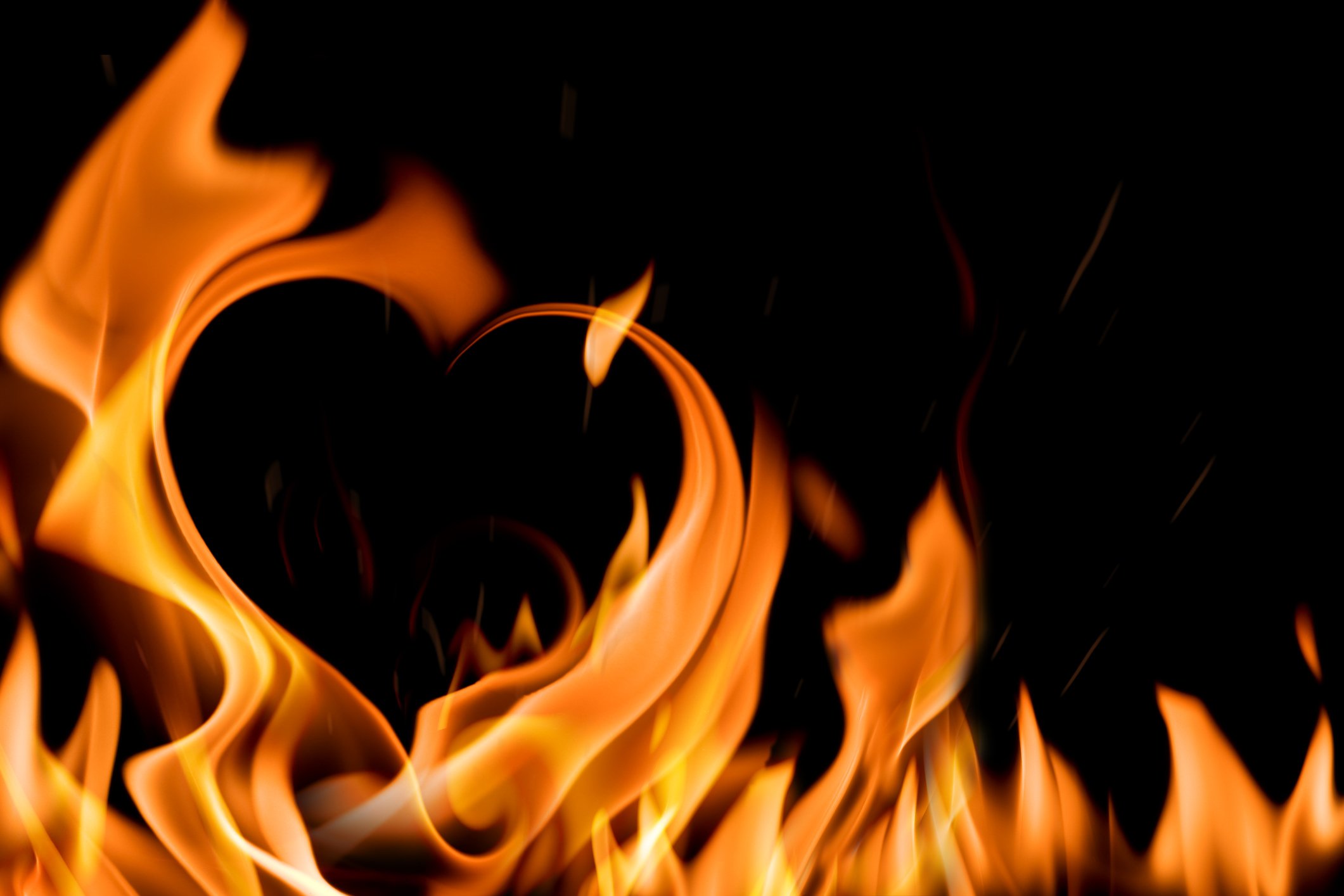 A flame in the shape of a heart