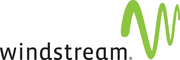 Windstream's corporate logo, featuring the company name in black and a stylized, green W wave.