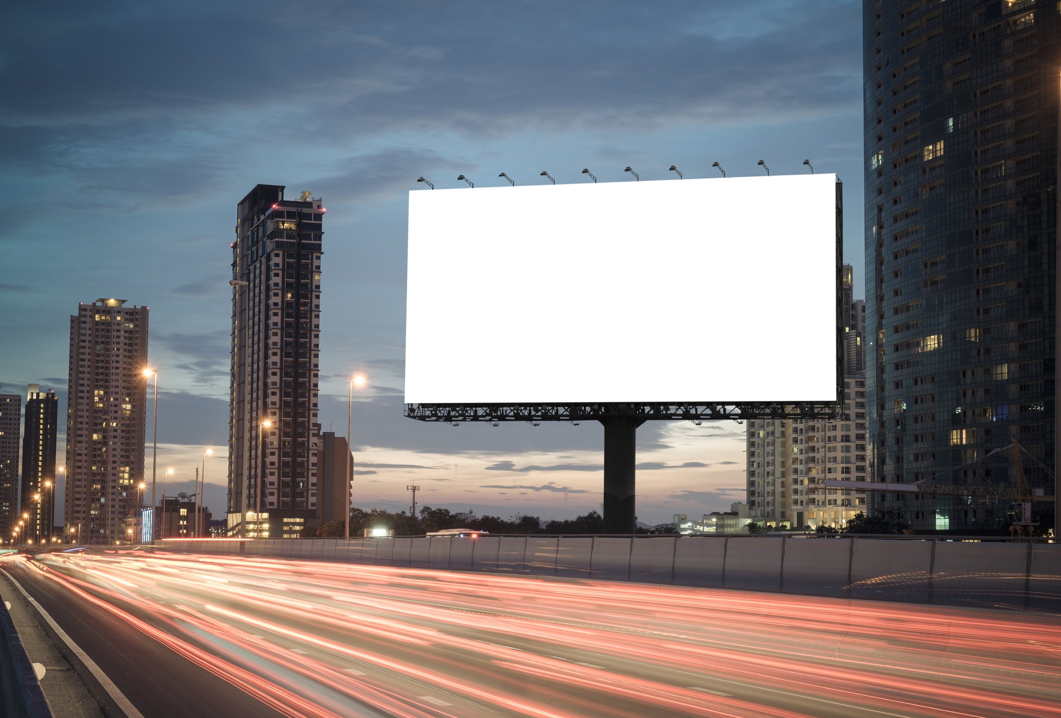 A blank billboard on the highway.