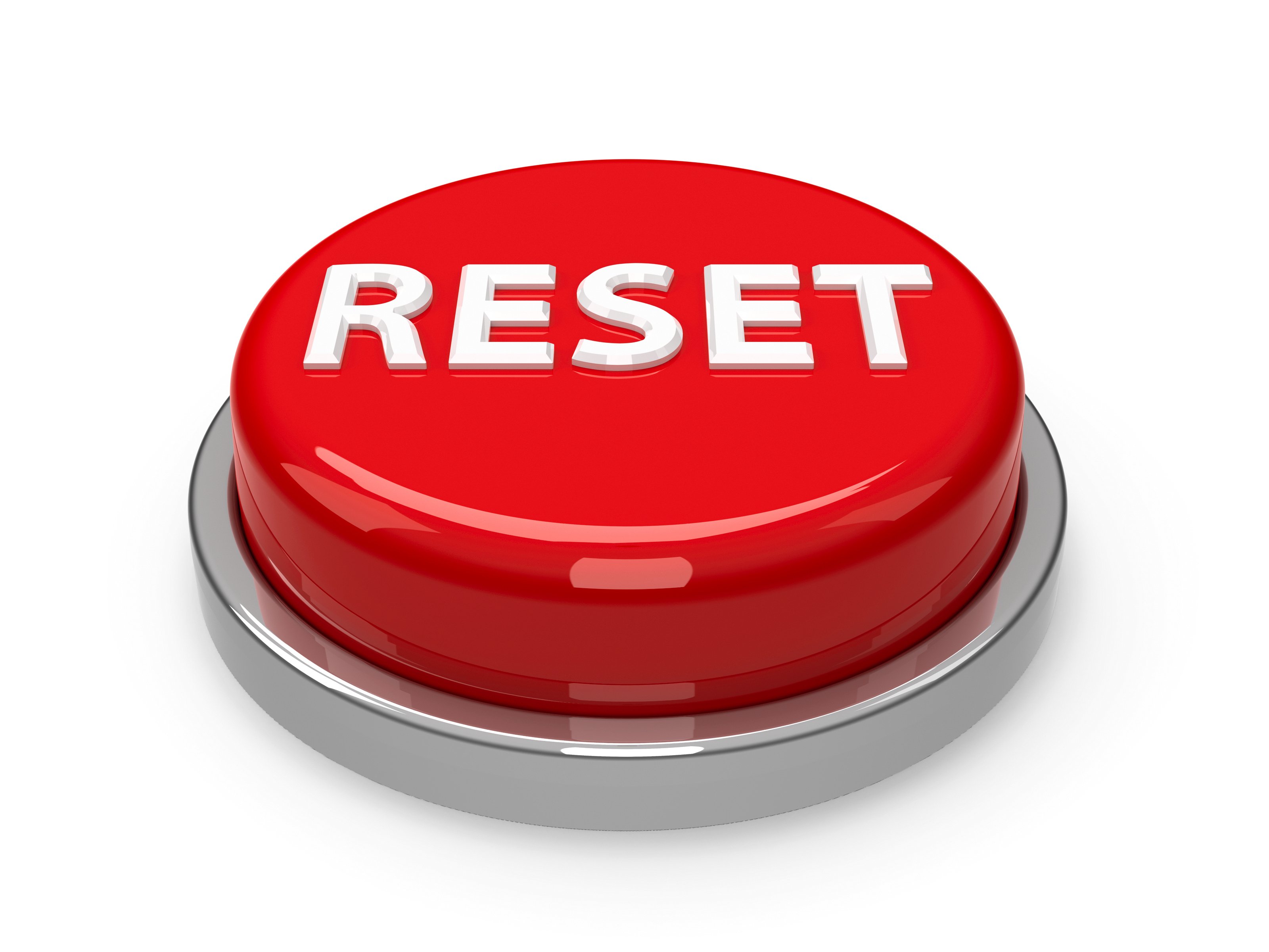 A red button with the word "reset" printed in the middle.